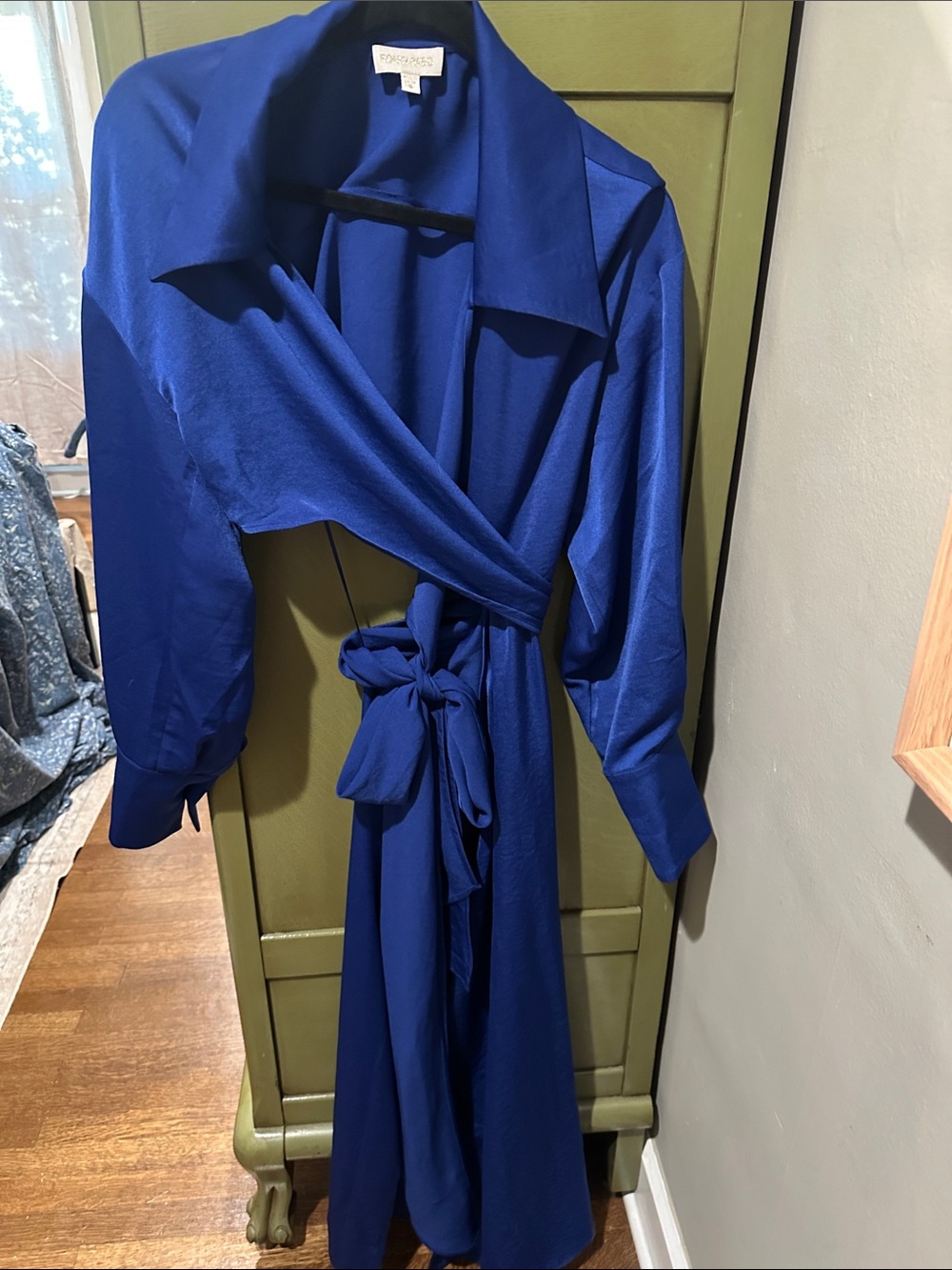 Ronny Kobo Collection Long Sleeve Wrap Maxi Dress in Cobalt Blue